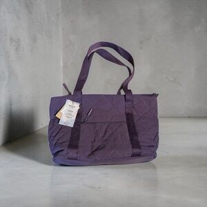 totes Quilted Purple Tote Bag with Dual Handles